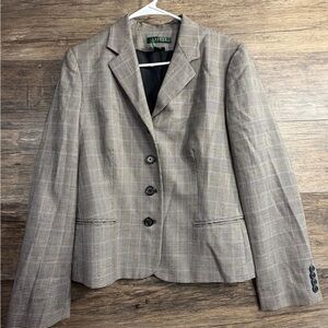 Lauren Ralph Lauren Women's Tan Plaid Blazer
